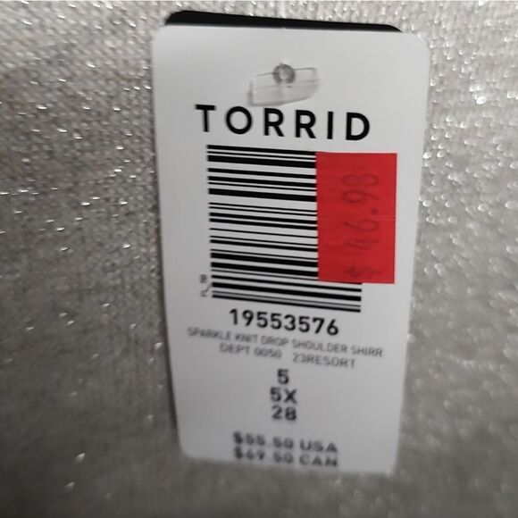 Torrid 5 Sparkle Knit Drop Shoulder Shirred Sleeve Top - Picture 5 of 5